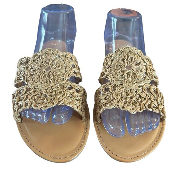 Journee Collection Lissia Woven Fabric Sandals Slip On Double Band NEW Size 10 - Picture 4 of 11